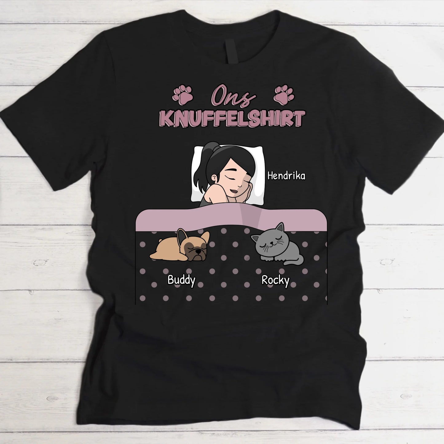 Knuffeltijd met pluisneuzen Single - Gepersonaliseerd T-Shirt