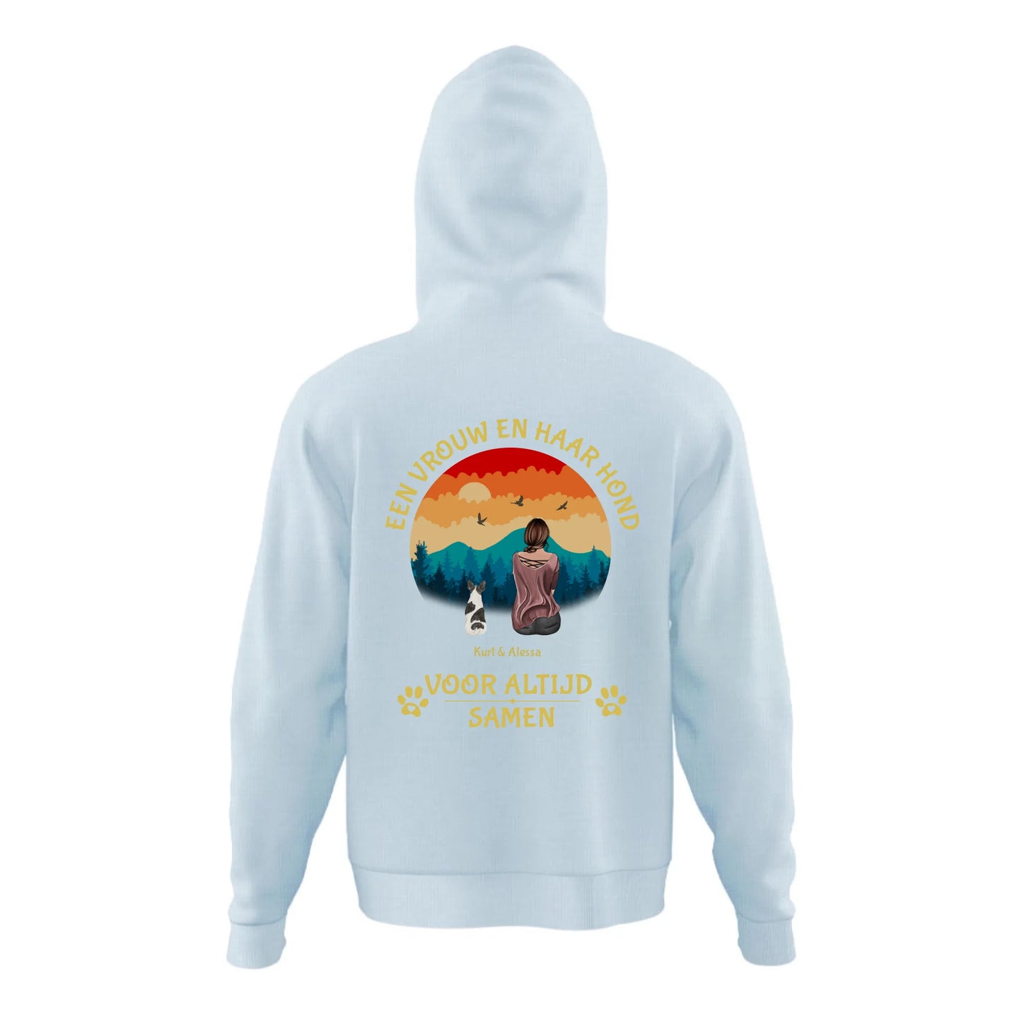Een vrouw en haar hond - Gepersonaliseerde hoodie