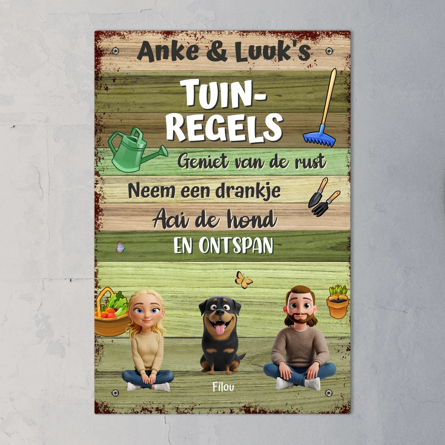 Tuinregels koppel - Gepersonaliseerd tuinbordje