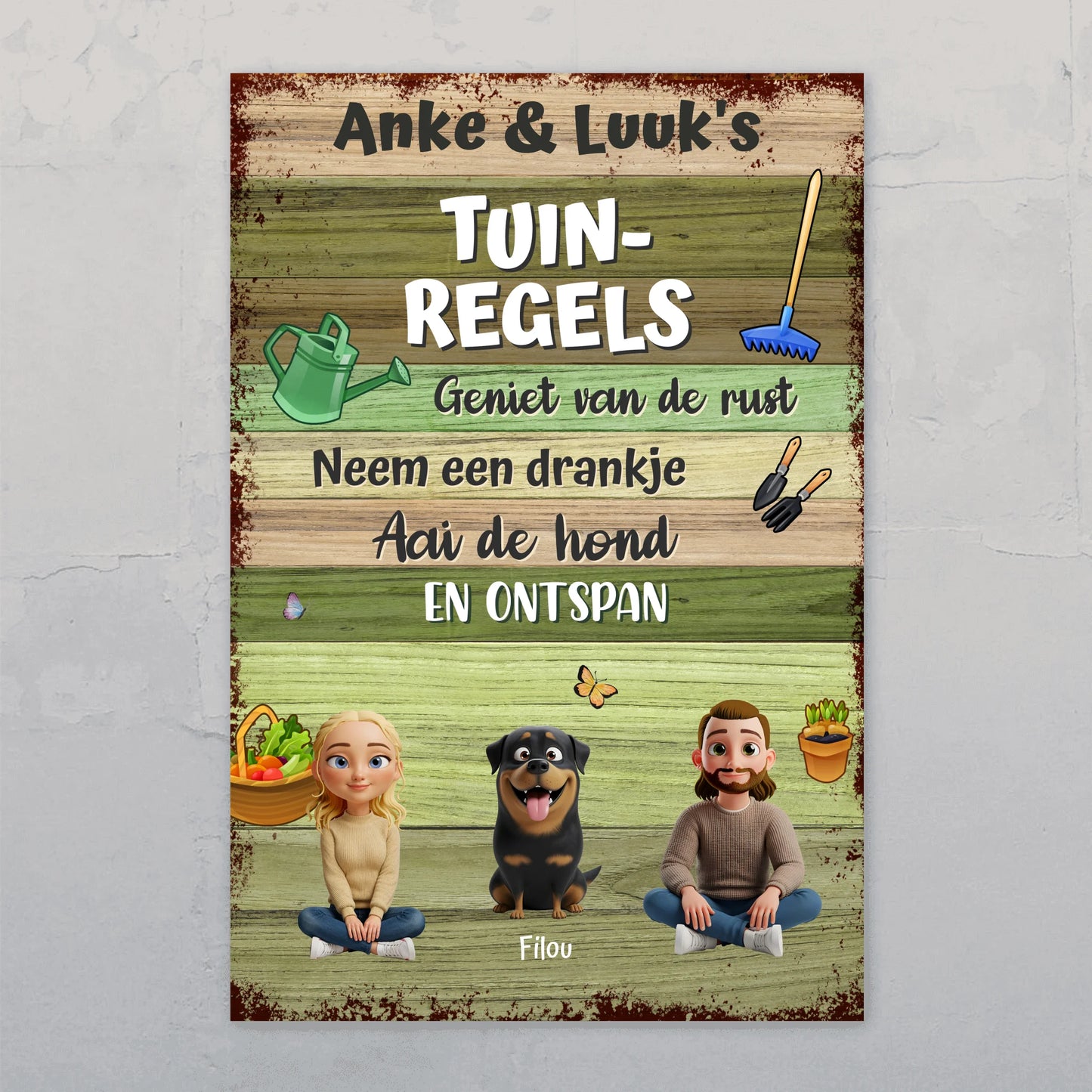 Tuinregels koppel - Gepersonaliseerd tuinbordje