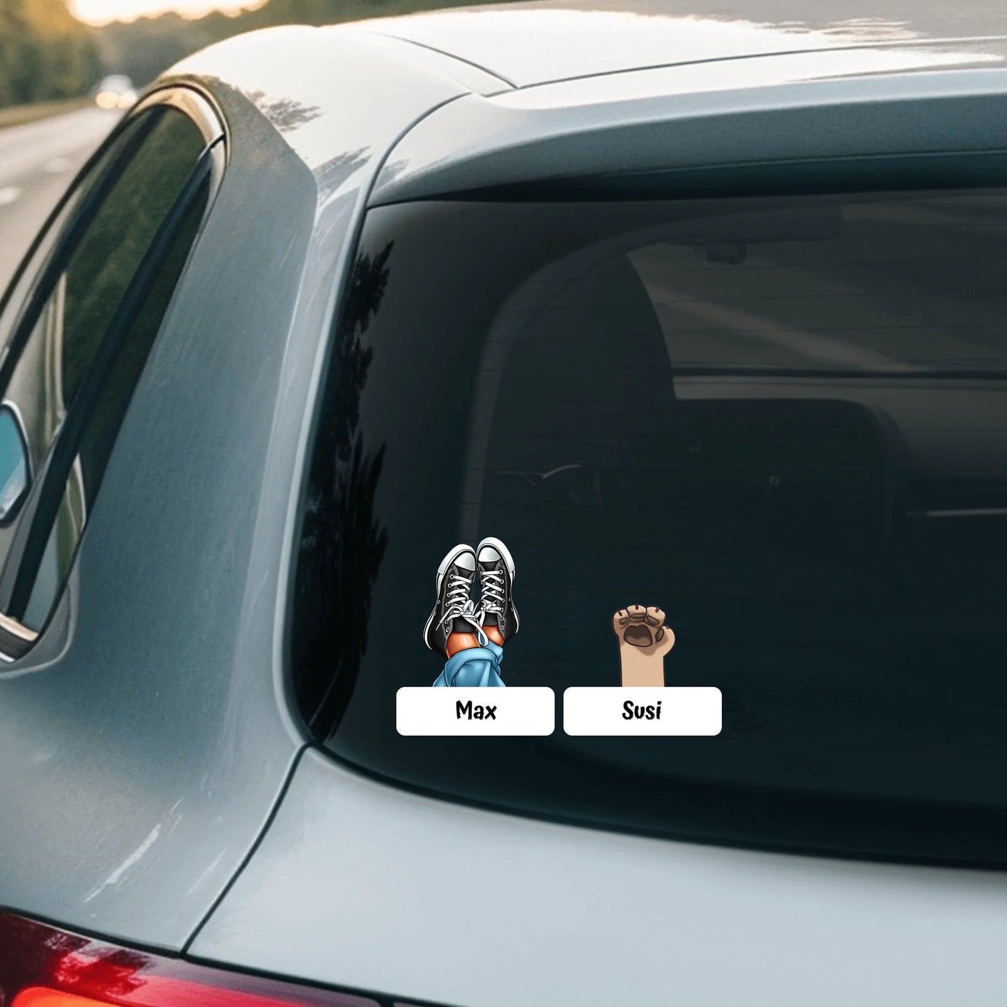 Schoenen en poten - Gepersonaliseerde autosticker