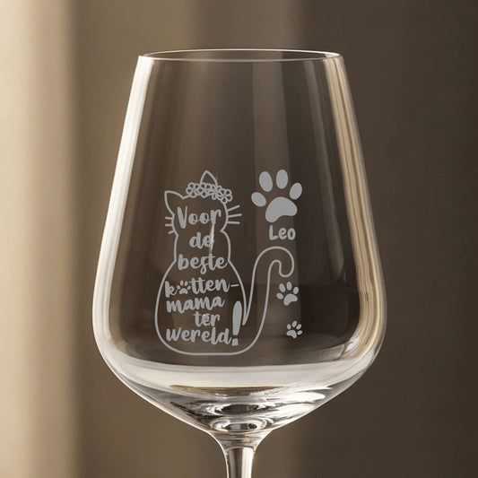 Beste kattenmama/oma - Gepersonaliseerde Wijnglas