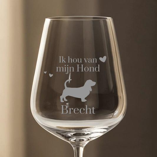 Ik hou van mijn hond - Gepersonaliseerde wijnglas