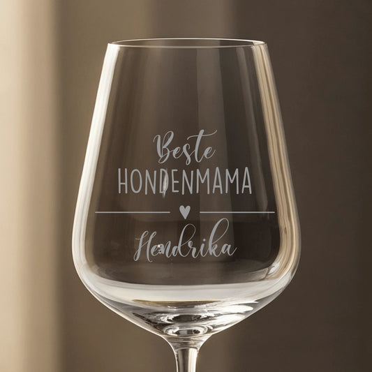 Beste Hondenmama - Gepersonaliseerde wijnglas