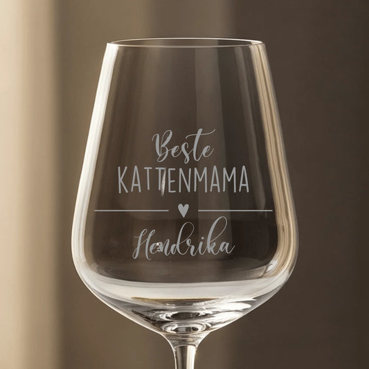 Beste Kattenmama -Gepersonaliseerde wijnglas