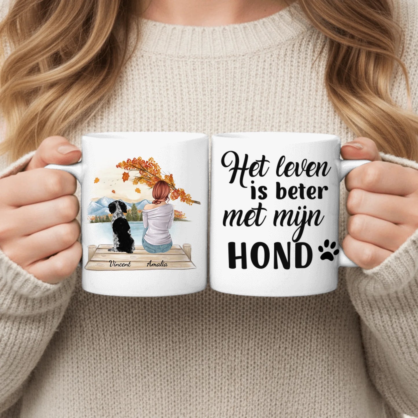 Vrouw met huisdier - Gepersonaliseerde mok