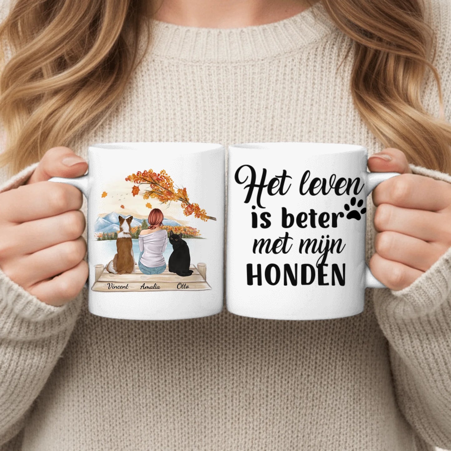 Vrouw met huisdier - Gepersonaliseerde mok