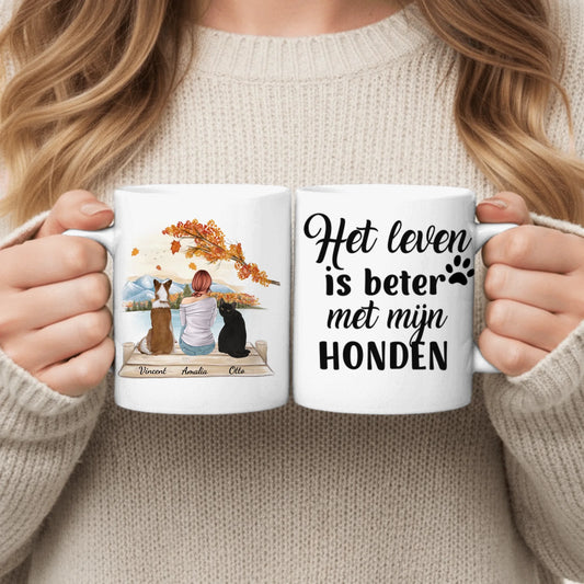 Vrouw met huisdier - Gepersonaliseerde mok