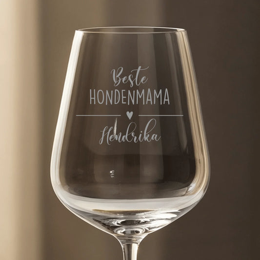 Beste Hondenmama - Gepersonaliseerde wijnglas