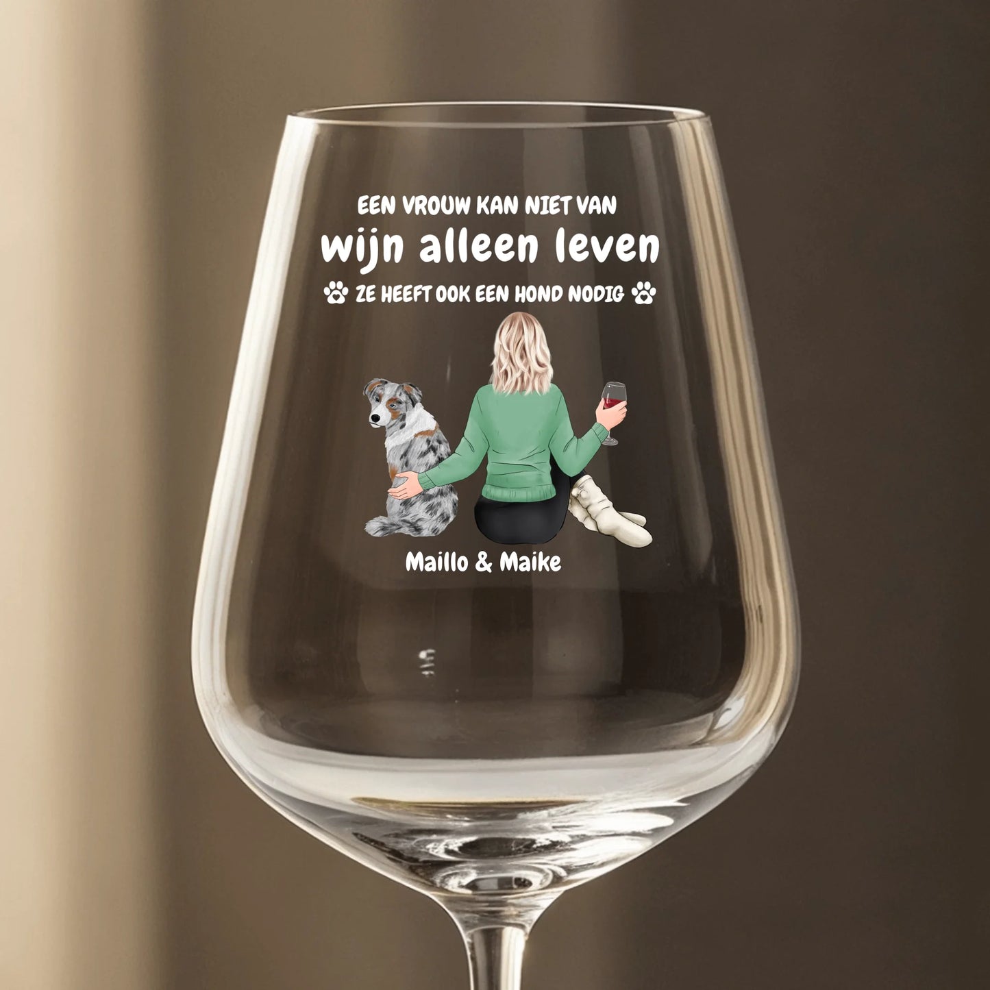 Geen overleving zonder wijn en dieren - Gepersonaliseerd wijnglas