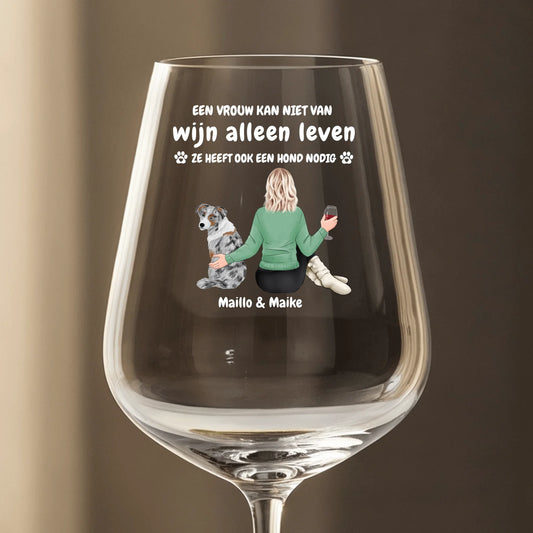 Geen overleving zonder wijn en dieren - Gepersonaliseerd wijnglas