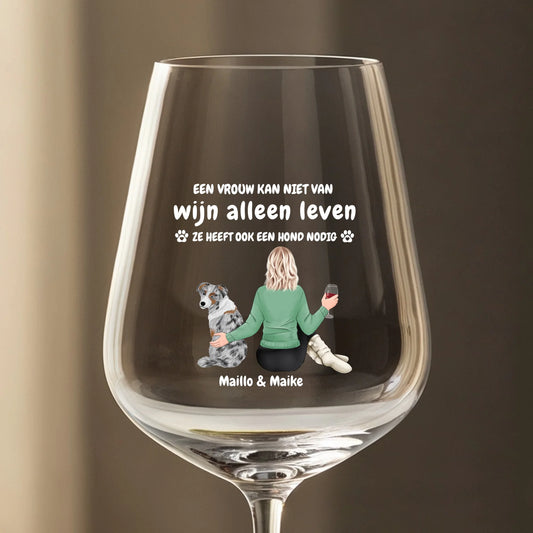 Geen overleving zonder wijn en dieren - Gepersonaliseerd wijnglas