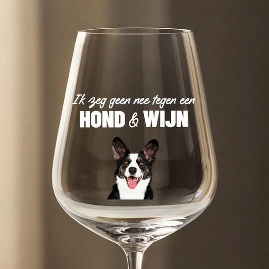 Ik zeg geen nee tegen een hond en wijn - Gepersonaliseerde wijnglas