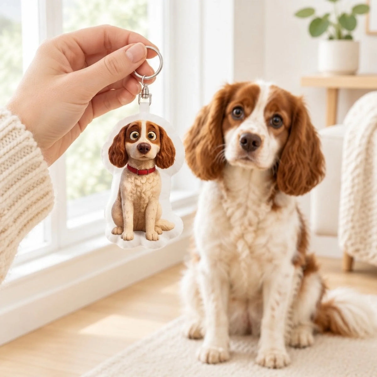 Gepersonaliseerde gevormde sleutelhanger – Cartoon - in de hand - Pet Printed