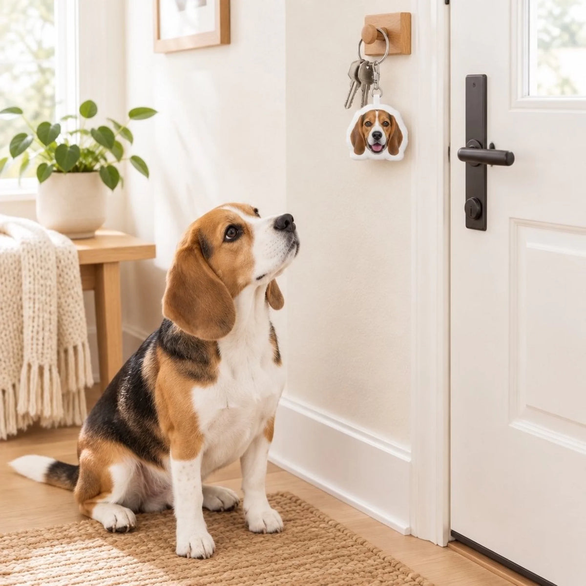 Gepersonaliseerde gevormde sleutelhanger – Jouw gezicht - aan de sleutelhaak - Pet Printed