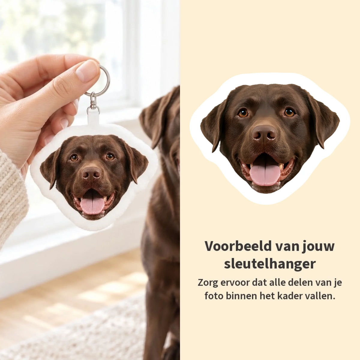 Gepersonaliseerde gevormde sleutelhanger – Jouw gezicht - voorbeeld - Pet Printed